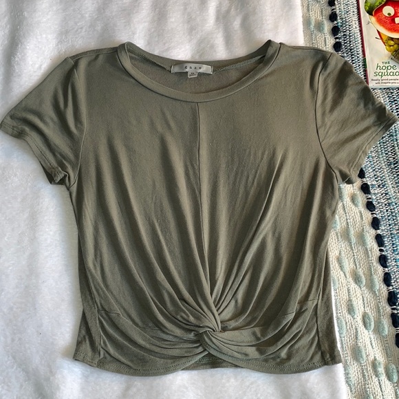 gaze Tops - Gaze Knotted Cropped Jersey Top- XS